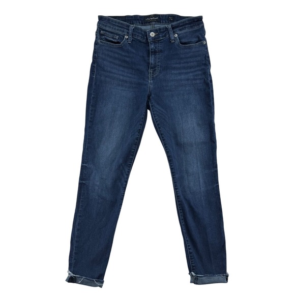 Lucky Brand Dark Wash High Rise Skinny Crop Jeans Cuffed‎ Hem Size 8/29 - Picture 1 of 9